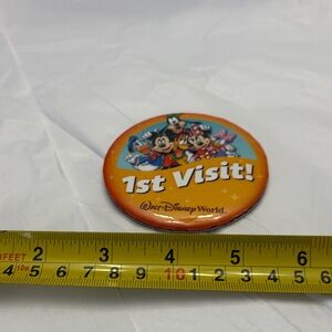 Disney Orange Blue '1st Visit!' Button Pin